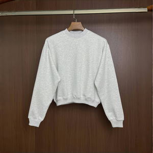 Custom Oversized Crewneck Women's Vintage French Terry Hoodie Long Length Fleece Cotton Casual Winter <b>3D</b> Embroidered Front - Product Image 3