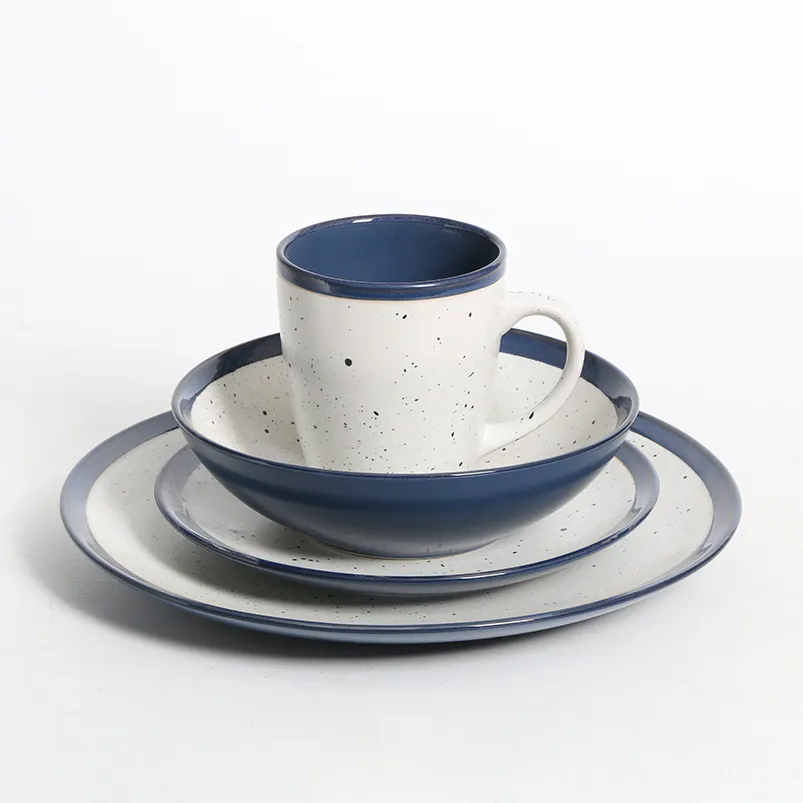 Wholesale New Design 16pcs European Style Starred Glaze Ceramic Dinner Set Sesame Glaze Ceramic Tableware Set