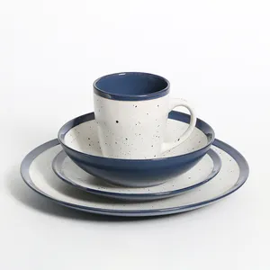 Nuovo Design all'ingrosso 16 pezzi stile europeo glassa in ceramica con glassa stellata Set da tavola in ceramica con glassa di sesamo