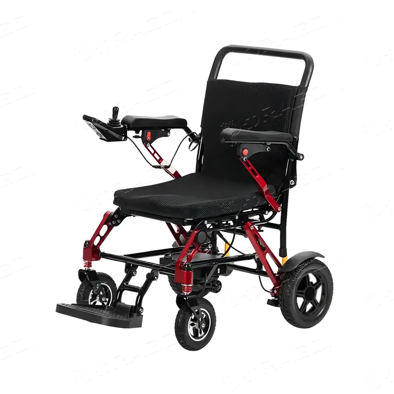 Comoda sedia a rotelle elettrica leggera leggera pieghevole in lega Ultra leggera titanio-magnesio portatile motorizzata sedia a rotelle