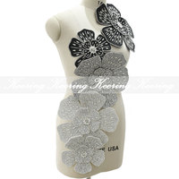 WBF-232 Keering anniversaire PromGown robes 3D fleur strass appliques paire cristal perles artisanat Chenille patchs
