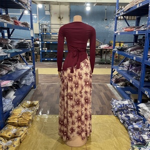 Disponibile C260117 Abito Lungo con <span class=keywords><strong>Maniche</strong></span> <span class=keywords><strong>Lunghe</strong></span> e Bordo Arricciato, Elegante <span class=keywords><strong>Vestito</strong></span> Elasticizzato con Stampa Floreale, Scollo Quadrato e Cintura, Abito Formale 2026 - Product Image 3