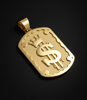 Nouveau design Z H – Pendentif unisexe en laiton plaqué or 24 carats, motif géométrique hip-hop, chaîne cubaine, constellation, couronne, dollar