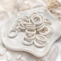 Bagues en Agate Naturelle Blanche, Pierre Précieuse Personnalisée, Coupe Ronde Brillante pour la Fabrication de Bijoux, Vente en Gros