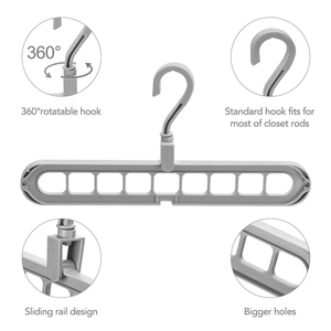 Đa Chức Năng Tiết Kiệm Không Gian 9 Lỗ Quần Áo Móc Áo Tùy Chỉnh Nhựa Quần Áo Móc Treo Với Logo - Product Image 3