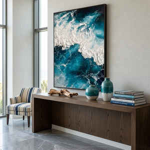 Modern Abstract <b>Ocean</b> Texture Oil <b>Painting</b> Wall Art Handmade 3D Coastal Canvas Art for Hotel Lobby Home Decor - Product Image 2