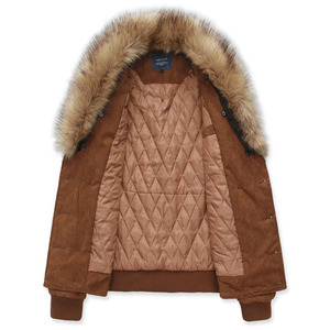 <span class=keywords><strong>Cappotto</strong></span> Invernale in Camoscio Marrone Stile Coreano con Grande Collo in Vera Pelliccia Chiusura Doppiopetto Imbottitura in Poliestere per <span class=keywords><strong>Uomo</strong></span> - Product Image 2