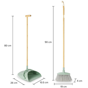 Ensemble <span class=keywords><strong>balai</strong></span> et pelle à poussière pliables avec manche en bambou, coupe-vent, autoportants et compacts, en plastique pour la maison - Product Image 6