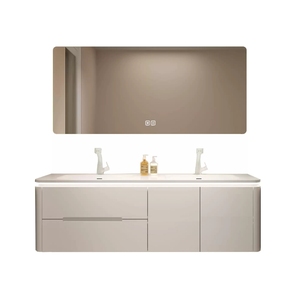 New smart <b>white</b> hot-bent integrated basin bathroom <b>cabinet</b> double countertop hanging <b>storage</b> mirror <b>cabinet</b> - Product Image 1