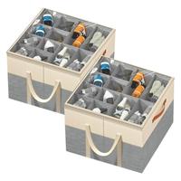 Organisateur de chaussures pour armoire, boîtes de rangement en lin multifonctionnelles avec séparateurs ajustables, bacs de rangement pour chaussures