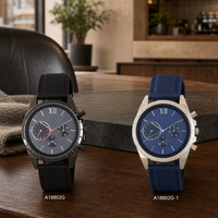 Montre à quartz multifonctionnelle pour hommes, boîtier en alliage, bracelet en silicone, montre-bracelet de sport pour hommes