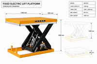 Table élévatrice électrique stationnaire 1000 kg, plateforme à ciseaux fixe pour le transfert de marchandises en entrepôt et l'équipement de manutention en usine