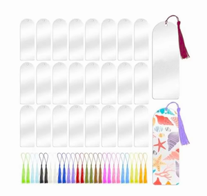 Transparent Semicircular Acrylic Tassel Bookmarks Bulk Page Marks Bookmark Keychains Carabiners