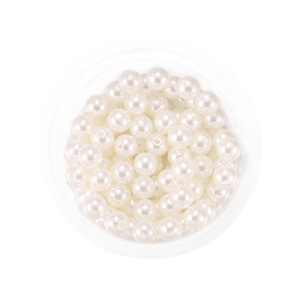 Perles en vrac Po Sheng 3-20mm, perles d'imitation acryliques blanches et beiges, rondes, à trou droit, accessoires de bijoux DIY - Product Image 4