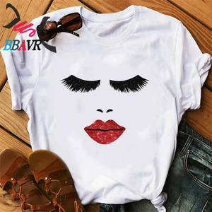 Camiseta de Manga Corta Estampada de Estilo Retro, Informal y a la Moda para Mujer, Venta al Por Mayor de Fábrica, Alta Calidad, Popular en Otoño - Product Image 5