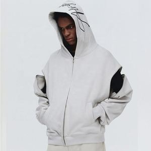 Sudadera con capucha gráfica y cremallera de peso pesado para hombre, ropa de calle de alta calidad para invierno, diseño de bordado, ropa de diseñador teñida lisa - Product Image 1