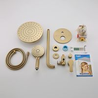 Ensemble mitigeur de robinet de douche mural de luxe Kit de garniture de douche de salle de bain à main à 3 réglages vanne d'équilibre haute pression or brossé