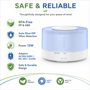 Difusor de Aroma de 500 ml, sin BPA, con Forma de Tambor Blanco, <span class=keywords><strong>Humidificador</strong></span> de Aceites Esenciales, 7 Colores LED, Apagado Automático, Temporizador de 1H/3H/6H, 28 Horas de Duración, para el Hogar - Product Image 5