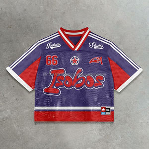 Maillot de football tendance, nouveau, col en V, coupe ample, décontracté, imprimé personnalisé, manches courtes, respirant, séchage rapide, anti-UV, sport - Product Image 1