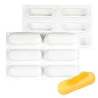 Moule en silicone AK à 6 cavités en forme d'éclair pour gâteaux, mousses, glaces, chocolats, ustensile de cuisson pour boulangerie MC757