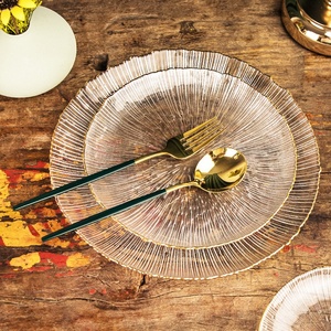 Bol à salade en verre soufflé à la bouche personnalisable, à bord doré moderne et luxueux, peint à la <span class=keywords><strong>main</strong></span>, facile à laver, ensemble de bols à dessert, best-seller - Product Image 4