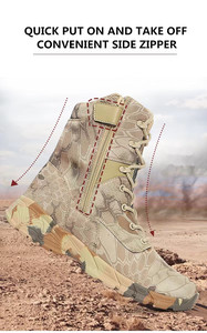 आउटडोर शिकार पर्वतारोहण सामरिक जूते पॉलिएस्टर कैनवास ऊपरी वाटरप्रूफ लुभावनी विरोधी पर्ची कछलावरण पतली रबर - Product Image 5