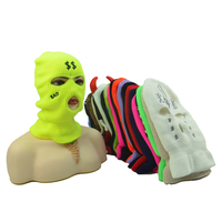Masque de ski en acrylique personnalisé Y2K en spandex, cagoule à 1 trou, couvre-visage intégral, design brodé tricoté, sport noir