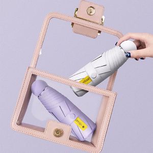 Luxury Business Gift Custom Logo Upf50+ 6K Umbrellas Rainy Pocket 5 <b>Folding</b> for Women Uv Mini Small Handle Umbrella - Product Image 5
