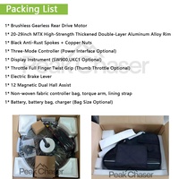 Kit de conversion de vélo électrique à roue arrière 48V 52V 60V 72V, jante MTX39, moteur à moyeu sans balais 1000W, batterie lithium 20AH, résistant à l'eau