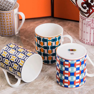 Tazza Europea di Lusso Semplice, Tazza per Latte e Colazione, Ceramica a Mosaico, Fine Porcellana Bone China, Confezione Regalo H-Family - Product Image 4