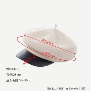Béret en Laine Grande Taille pour Femme Automne-Hiver 2024 de Haute Qualité avec Visière en Cuir PU pour Fête, Ski, Pêche - Product Image 4