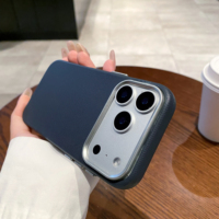 Étui de protection pour téléphone Apple 12promax, 13, 14, 15plus, 16, 17pro, motif en cuir simple, anti-chute