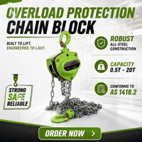 Z2LIFTING Palan à chaîne avec protection contre les surcharges, crochet inférieur pivotant innovant avec roulements à rouleaux en cage, conforme à la norme AS 1418.2