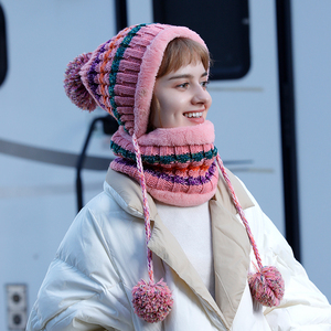 Fashionable Beanie Winter Warm Female Knitted Hat <b>Scarves</b> Set - Product Image 1