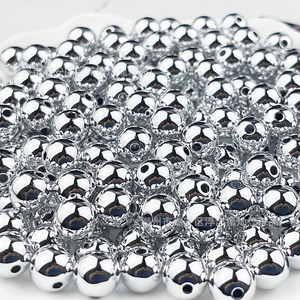 Perles rondes en acrylique de Chaozhou 10-30mm, argentées par électrolyse UV, durables, accessoires de vêtements DIY - Product Image 4