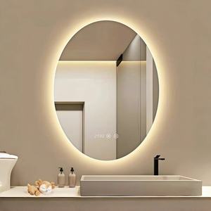 Miroir de salle de bain intelligent moderne avec éclairage LED, anti-buée, interrupteur tactile, capteur, cercle lunaire, pour salon, vente en gros - Product Image 2
