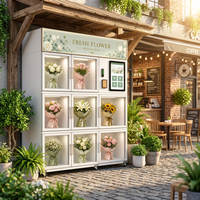 Máquina expendedora de flores: Paquete de negocio llave en mano con 9 compartimentos refrigerados, pago con tarjeta de crédito, gestión en la nube por WiFi, automática y para productos frescos.