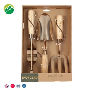 Attrezzi da giardinaggio Set di utensili a mano da giardino con manico in legno di frassino e testa in acciaio lucido a specchio Weeder Weed Puller Tool in una confezione regalo