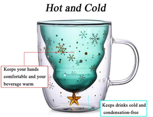 Tasses en verre isolées à double paroi en forme d'arbre de Noël Tasses drôles pour Noël Saint Valentin Cadeaux d'anniversaire créatifs - Product Image 5