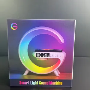 G Shaped Smart Lamp Wireless Charger Led Desk Lamp Rgb Night Bedside Lamp With Alarm Clock BT Speaker