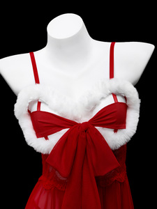 B32286 Costume de Noël pour femmes, ensemble de lingerie <span class=keywords><strong>sexy</strong></span>, <span class=keywords><strong>tenue</strong></span> de fête de Père Noël, <span class=keywords><strong>tenue</strong></span> de strip-teaseuse avec robe de nuit à plumes, lingerie en dentelle - Product Image 6