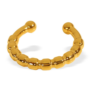 Gold Plated C-Shaped Opening <b>Bracelet</b> Smooth <b>Ball</b> Design Unisex Fashion Jewelry - Product Image 5