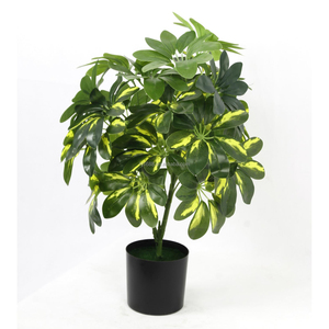 Planta en maceta pequeña Tropical realista, follaje de plástico Artificial variegado, Schefflera <span class=keywords><strong>Arboricola</strong></span> - Product Image 1
