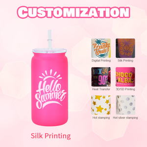 16oz Acrylic <strong>Plastic</strong> Cups With Clear Lids Minimalist Design <strong>Mason</strong> <strong>Jar</strong> Beer Can Mugs In Four Colors Customizing Logo Back School - Product Image 6