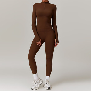 <strong>Women</strong> Long Sleeve Tummy Control Compression <strong>Thermal</strong> Quick Dry Fitness <strong>Leggings</strong> and T Shirt Set - Product Image 4
