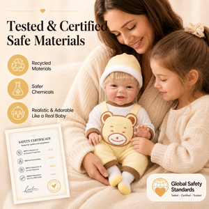 BAkwbwBY Muñeca <span class=keywords><strong>Reborn</strong></span> Realista de 18 Pulgadas con Cuerpo de Vinilo, Ropa de Oso Amarillo Sonriente, Muñeca Recién Nacida con <span class=keywords><strong>Pelo</strong></span> Rubio de <span class=keywords><strong>Mohair</strong></span> Injertado a Mano - Product Image 6