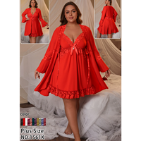 Nouvelle Arrivée 2026 – Ensemble de Lingerie Grande Taille en Dentelle Col V pour Femme, Robe Babydoll Ultra Extensible, Peignoir Transparent Séduisant, Vêtement de Nuit pour Femme
