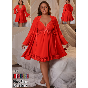 Completo Set Lingerie Donna 2026 Plus Size in Pizzo con Scollo a V, Nuovo Arrivo, Babydoll Trasparente ed Elasticizzato, Vestaglia Seducente, <span class=keywords><strong>Camicia</strong></span> <span class=keywords><strong>da</strong></span> <span class=keywords><strong>Notte</strong></span> - Product Image 4