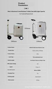 Valigia Elettrica Cavalcabile 20L, Scooter Portatile per Viaggi, Bagaglio Intelligente con Ricarica USB, Certificato 3C - Product Image 6