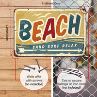 Placa Antigua Vintage, Póster Decorativo para Sala de Estar, Dormitorio, Decoración de Pared para el Hogar, Arena de Verano, Arte de Pared Perfecto para la Playa y Decoración Surf